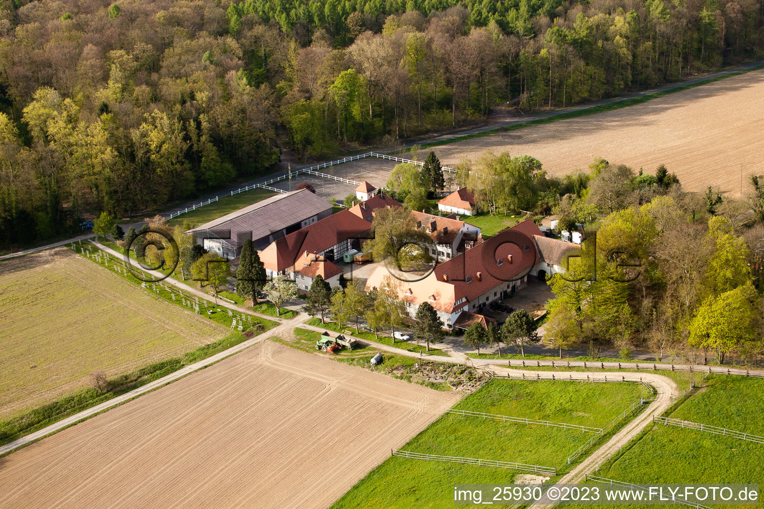 Durlach, Rittnerthof in Karlsruhe im Bundesland Baden-Württemberg, Deutschland von oben gesehen