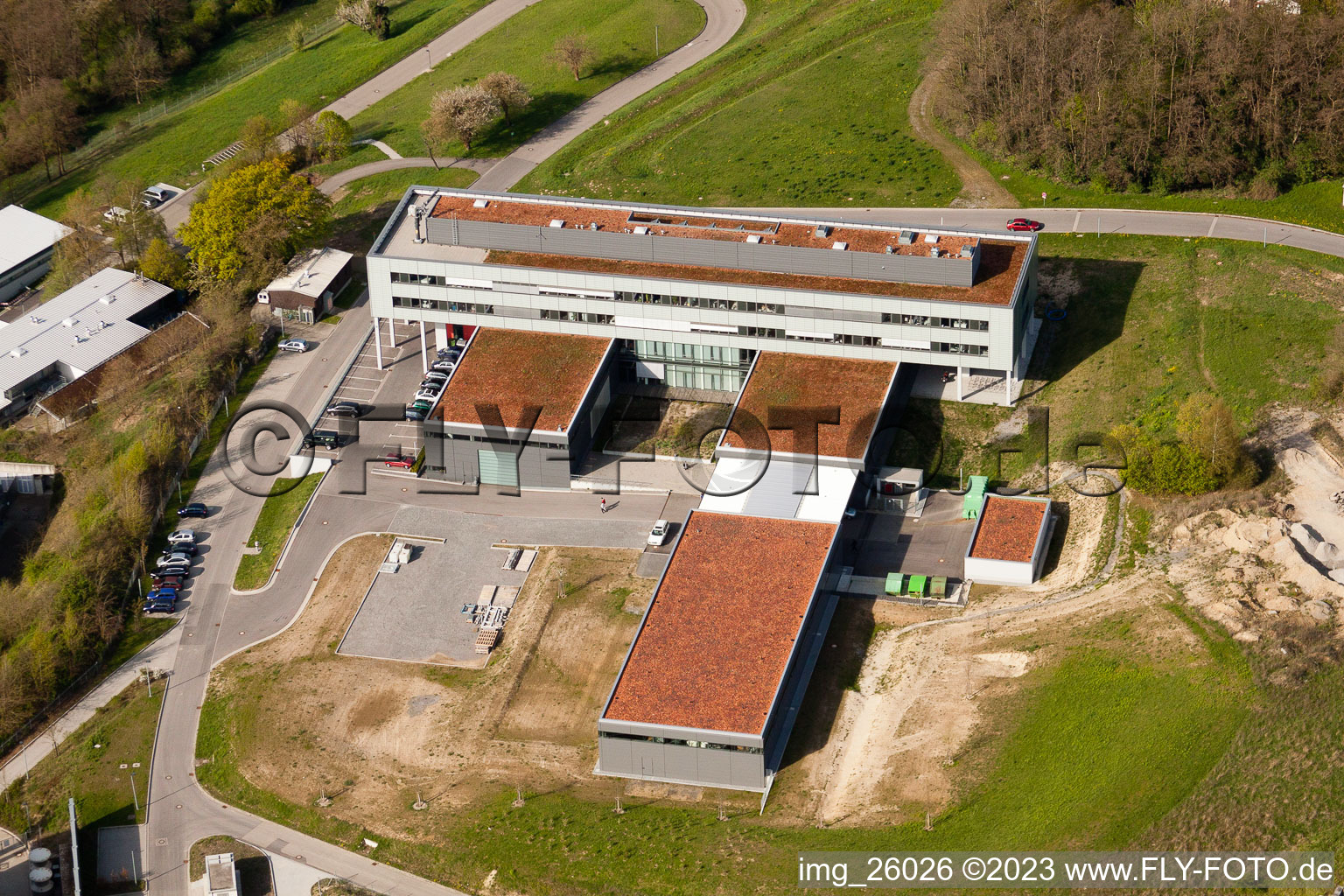 Pfinztal, Fraunhofer-Institut für Chemische Technologie (ICT) im Ortsteil Grötzingen in Karlsruhe im Bundesland Baden-Württemberg, Deutschland von oben gesehen