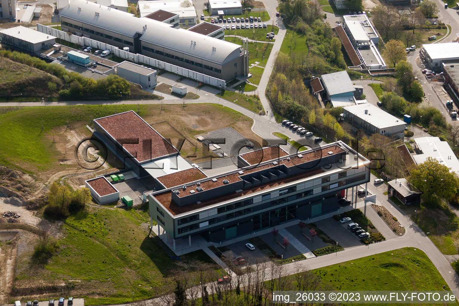Luftbild von Pfinztal, Fraunhofer-Institut für Chemische Technologie (ICT) von Westen im Ortsteil Grötzingen in Karlsruhe im Bundesland Baden-Württemberg, Deutschland