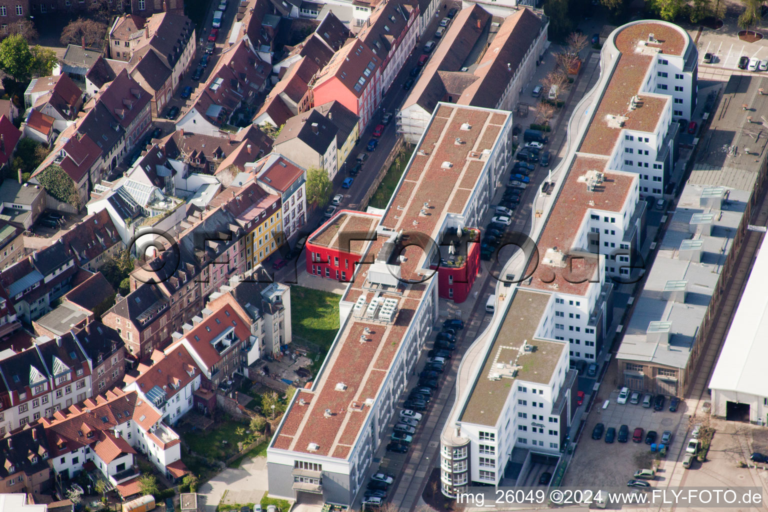 Luftbild von Entwicklungsgebiet des Industriekonversionsgebiet zur Gießerei im Ortsteil Durlach in Karlsruhe im Bundesland Baden-Württemberg, Deutschland