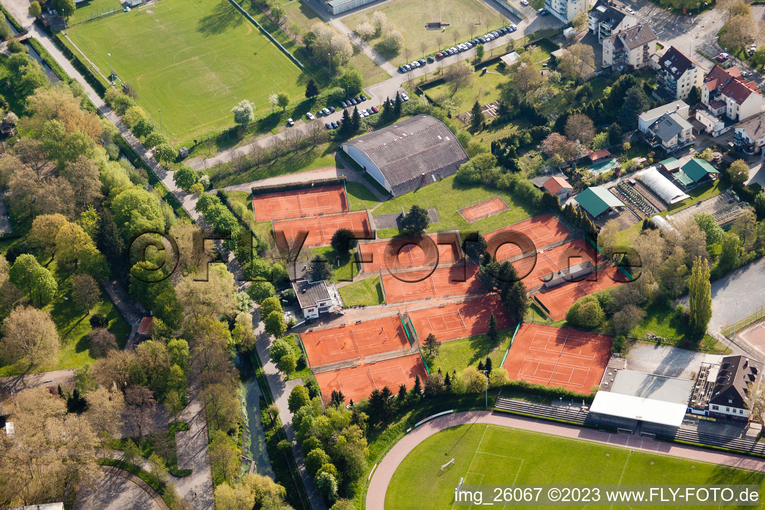 Luftbild von Durlach, Tennisclub am Turmberg-Stadion in Karlsruhe im Bundesland Baden-Württemberg, Deutschland