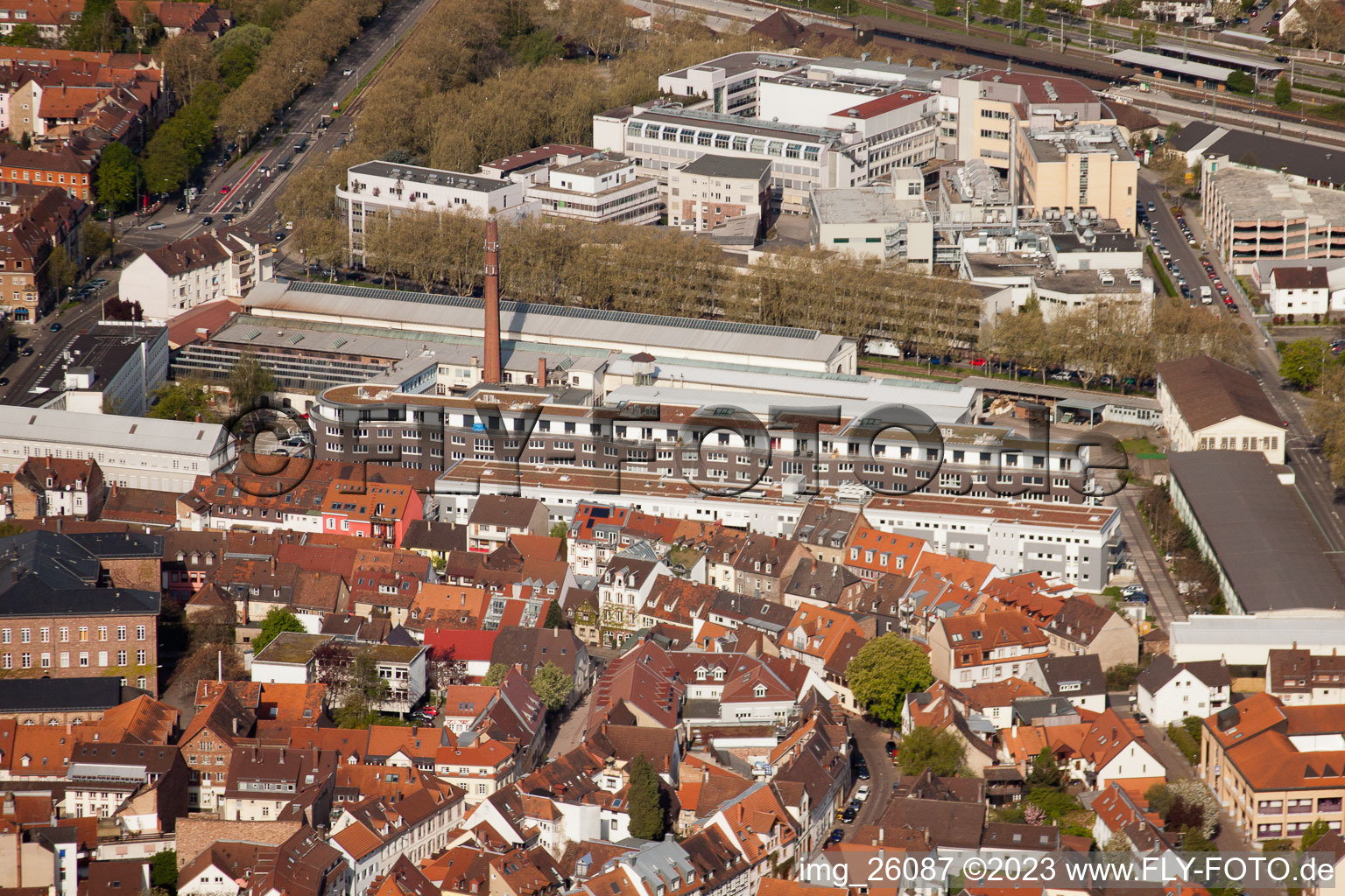 Durlach, Zur Giesserei in Karlsruhe im Bundesland Baden-Württemberg, Deutschland von oben gesehen