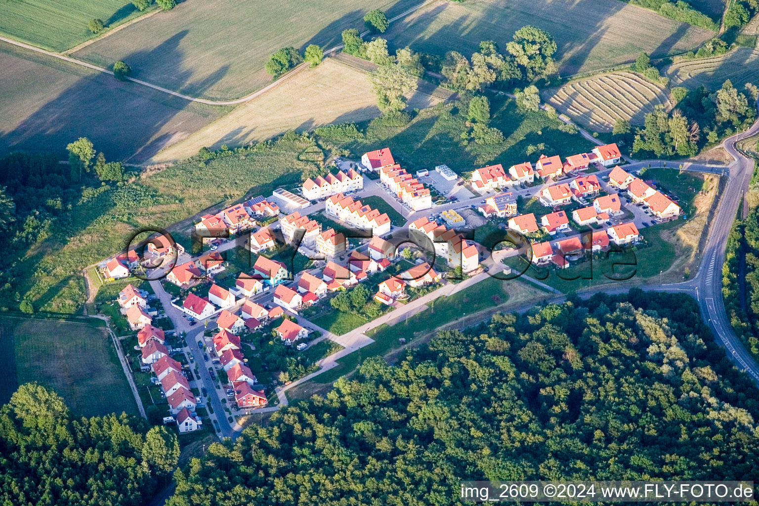 Luftbild von Neubaugebiet in Wörth am Rhein im Bundesland Rheinland-Pfalz, Deutschland