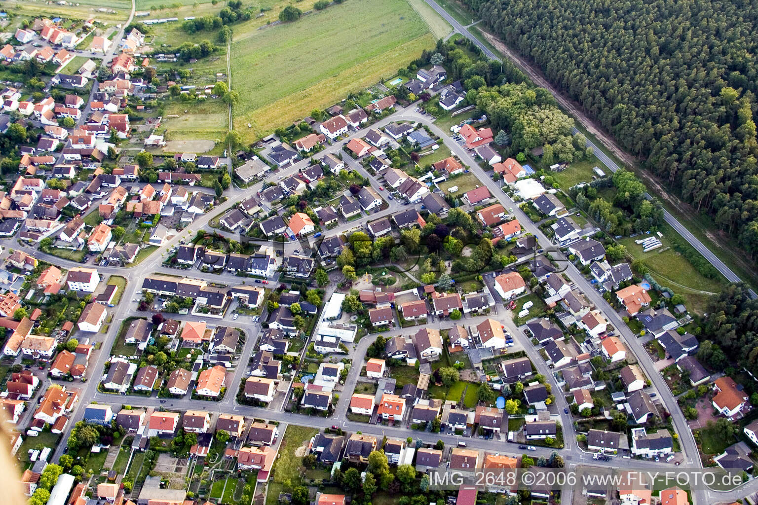Dorf - Ansicht in Berg (Pfalz) im Bundesland Rheinland-Pfalz, Deutschland vom Flugzeug aus