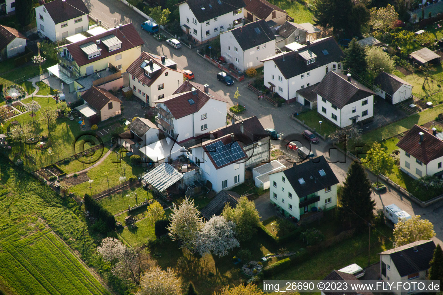 Luftaufnahme von Stupferich im Ortsteil Hohenwettersbach in Karlsruhe im Bundesland Baden-Württemberg, Deutschland