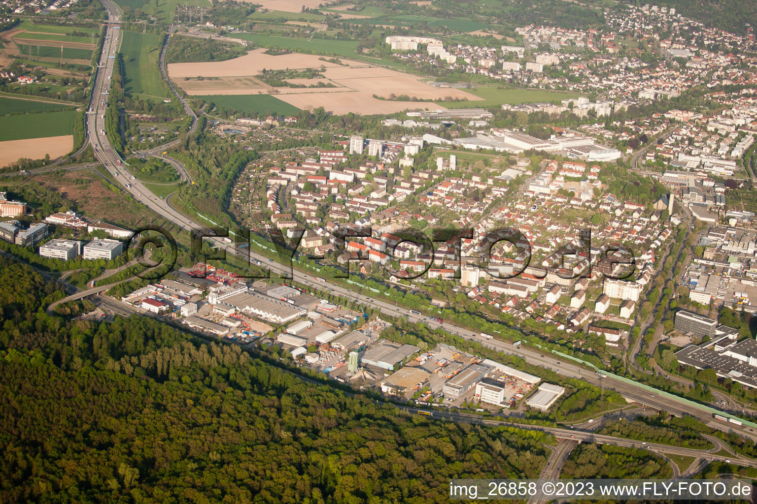 Ettlingen, Industriegebiet West im Bundesland Baden-Württemberg, Deutschland