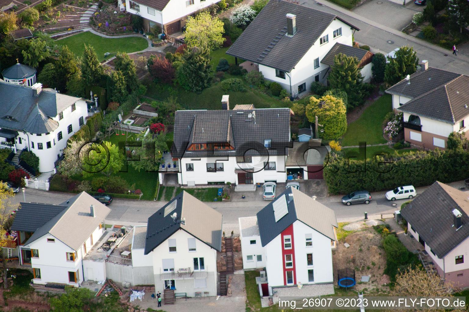 Ortsteil Völkersbach in Malsch im Bundesland Baden-Württemberg, Deutschland aus der Drohnenperspektive