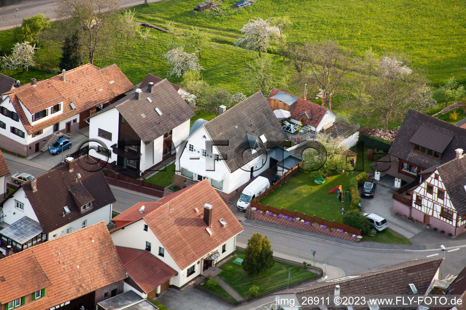 Luftbild von Ortsteil Völkersbach in Malsch im Bundesland Baden-Württemberg, Deutschland