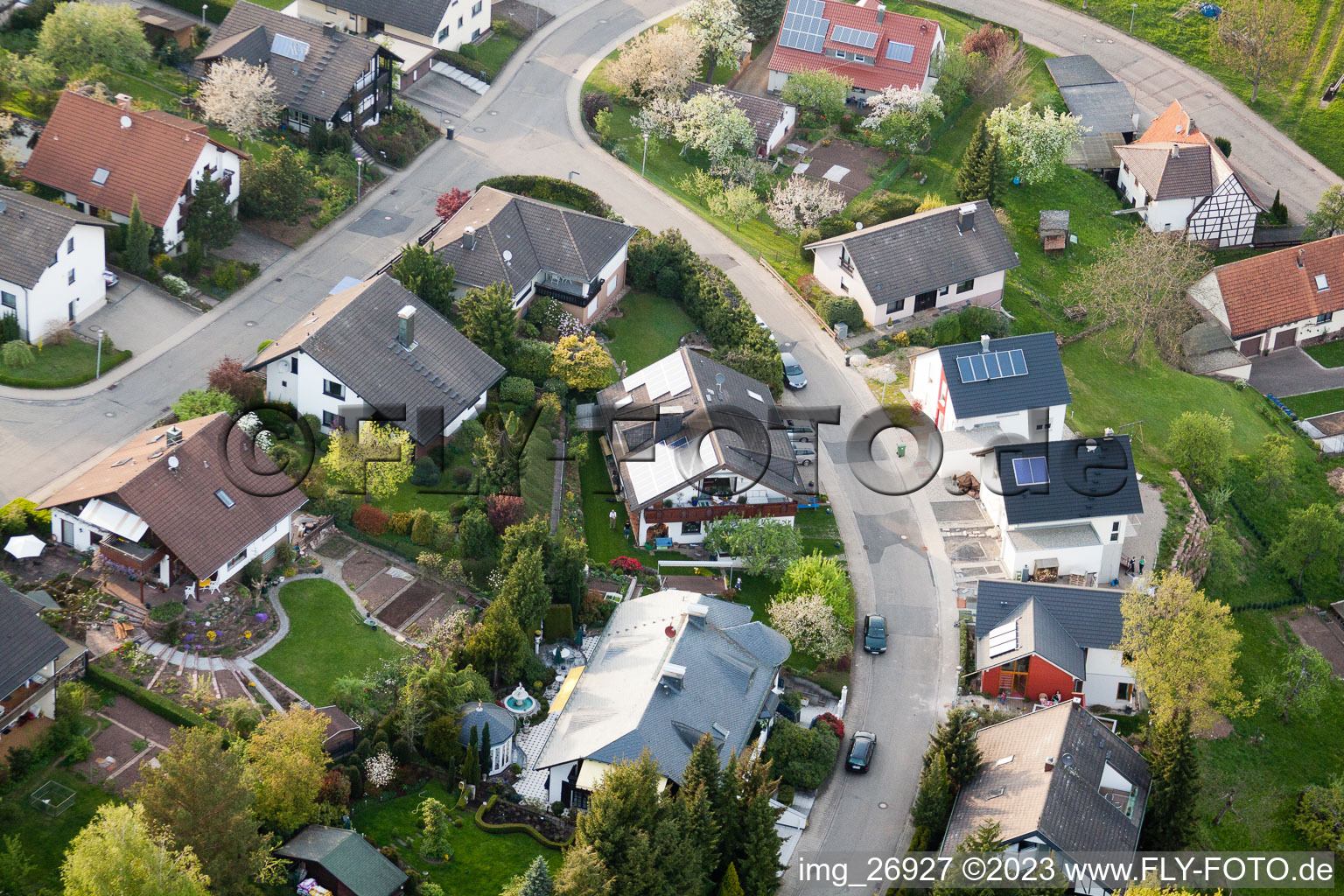 Luftaufnahme von Ortsteil Völkersbach in Malsch im Bundesland Baden-Württemberg, Deutschland