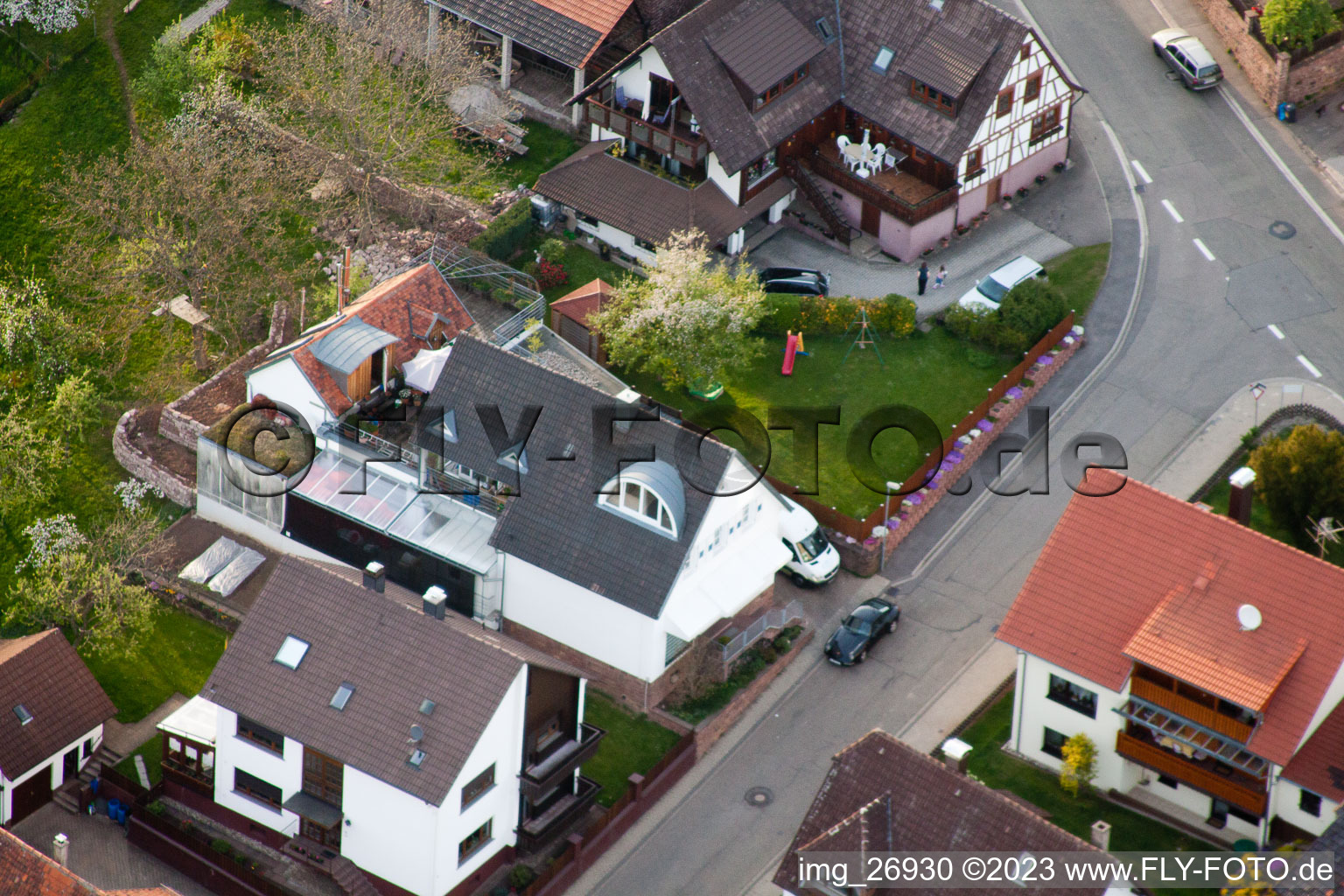 Ortsteil Völkersbach in Malsch im Bundesland Baden-Württemberg, Deutschland aus der Luft