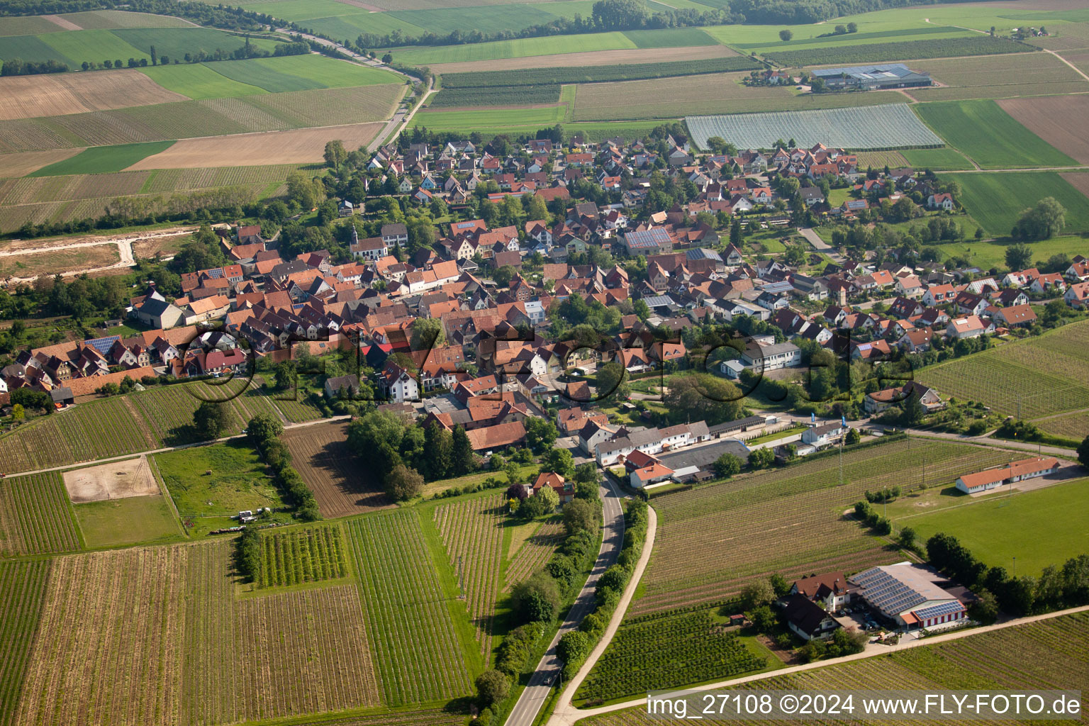 Impflingen im Bundesland Rheinland-Pfalz, Deutschland von oben gesehen