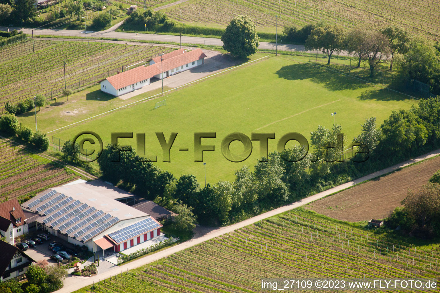 Luftaufnahme von Impflingen, Sportplatz im Bundesland Rheinland-Pfalz, Deutschland