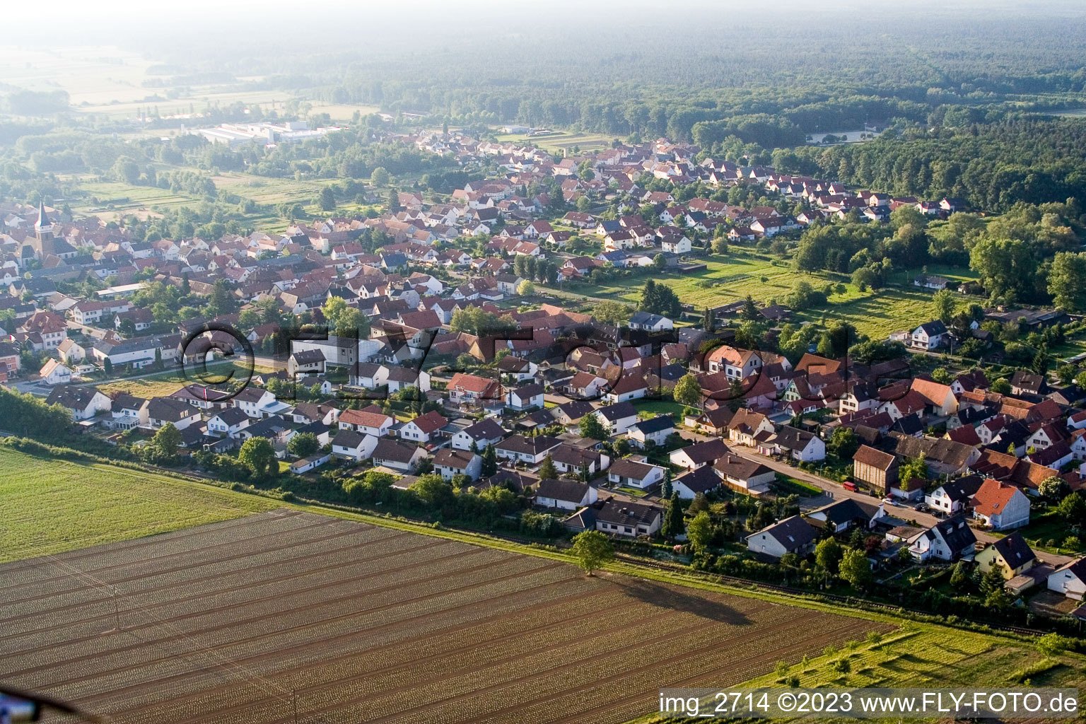 Luftaufnahme von Schaidt von Nordwesten in Wörth am Rhein im Bundesland Rheinland-Pfalz, Deutschland