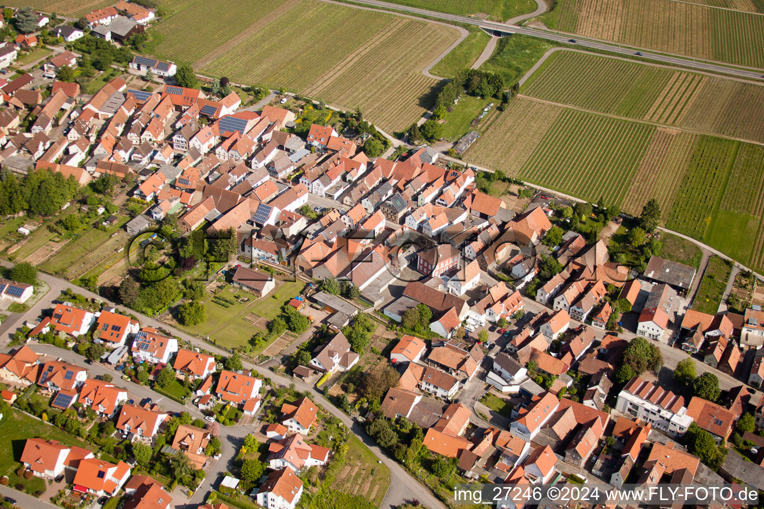 Ortsteil Wollmesheim in Landau in der Pfalz im Bundesland Rheinland-Pfalz, Deutschland von oben gesehen