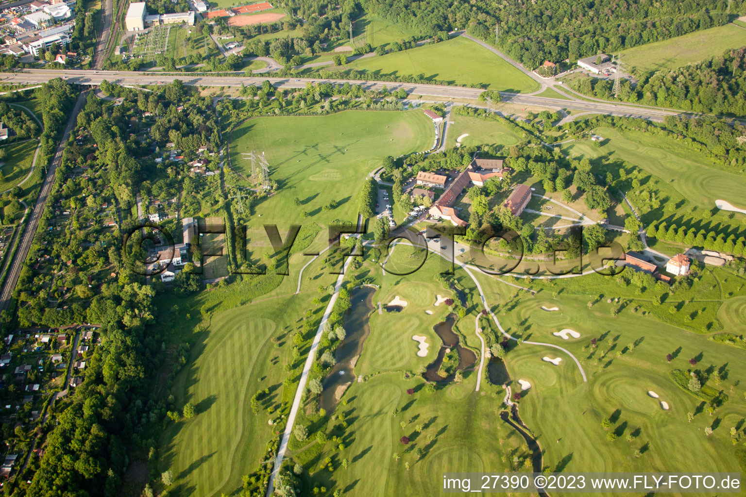 Luftbild von Karlsruhe, Golfclub Scheibenhardt im Ortsteil Beiertheim-Bulach im Bundesland Baden-Württemberg, Deutschland