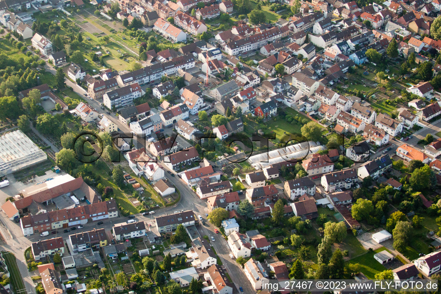 Luftbild von Schlesier Straße im Ortsteil Durlach in Karlsruhe im Bundesland Baden-Württemberg, Deutschland