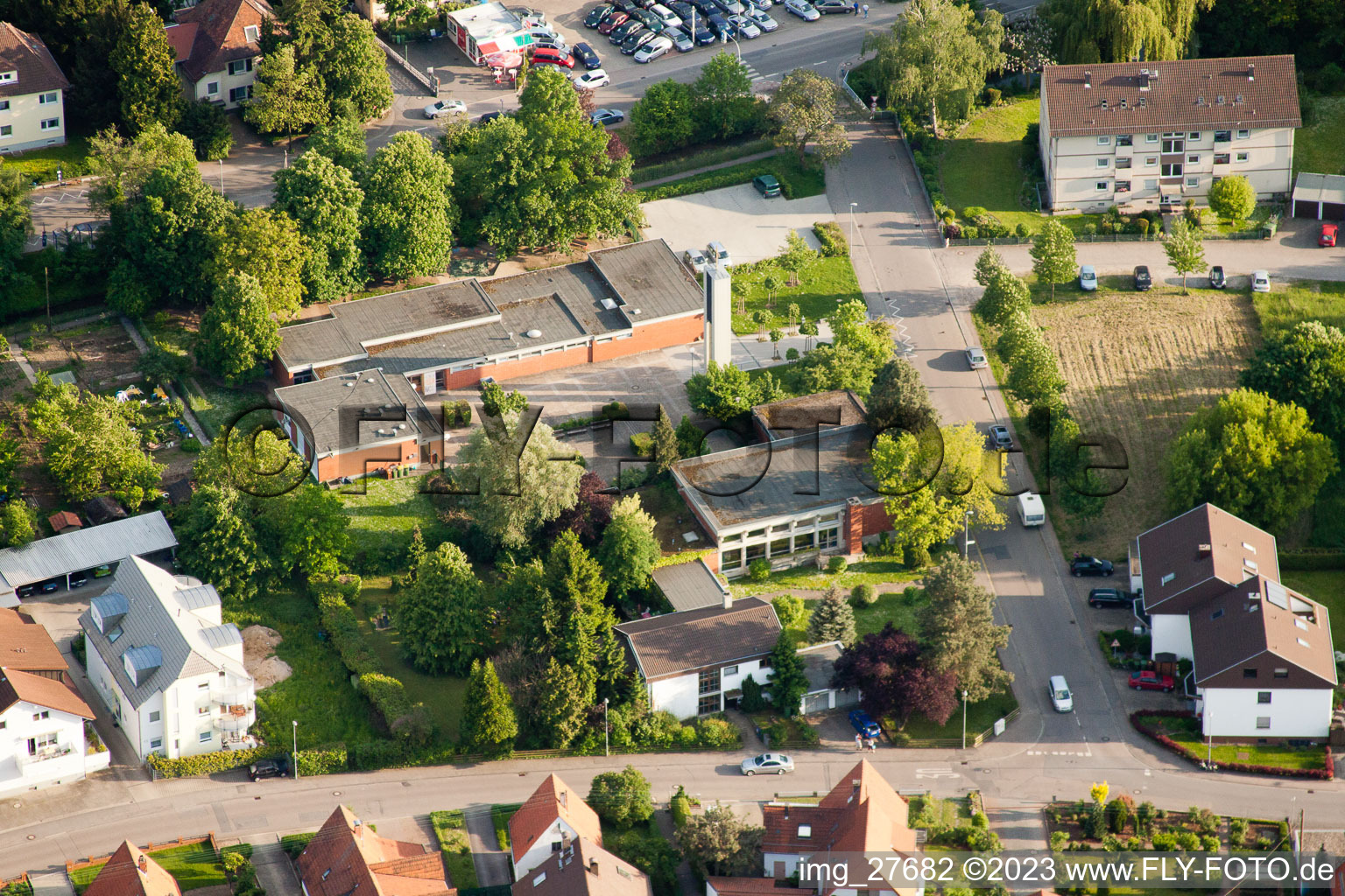 Luftaufnahme von Ev. Kindergarten Eine Welt in Wiesloch im Bundesland Baden-Württemberg, Deutschland