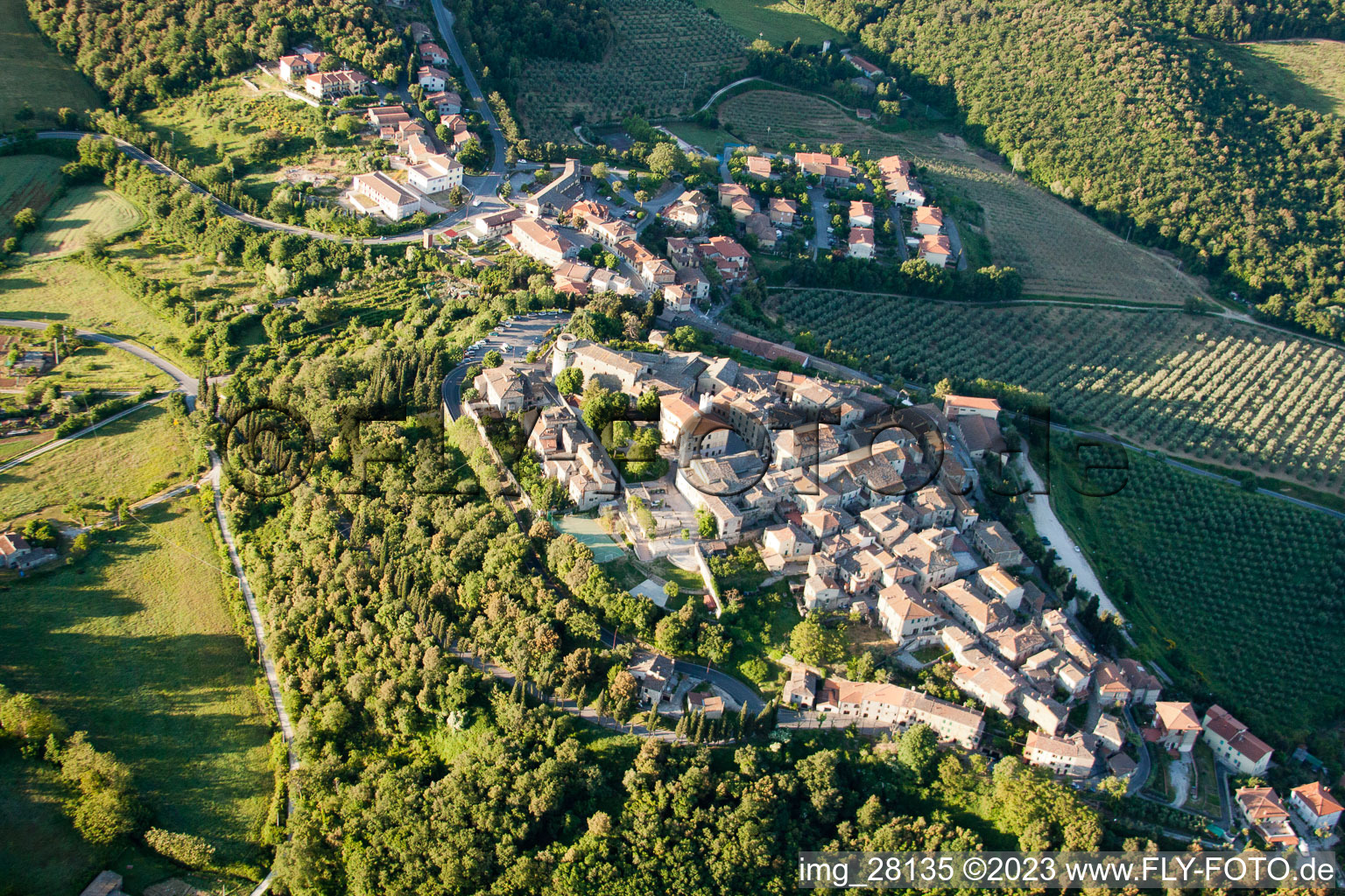 Luftbild von Trequanda im Bundesland Toscana, Italien