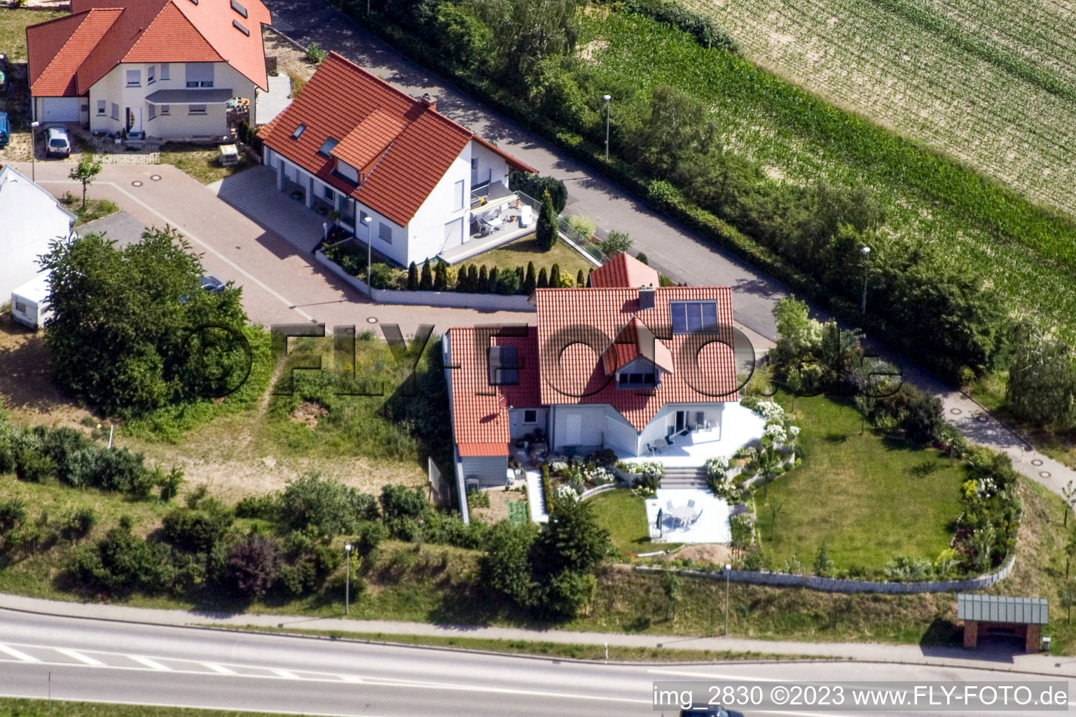 Luftaufnahme von Neupotz, Neubaugebiet Hardtwald im Bundesland Rheinland-Pfalz, Deutschland