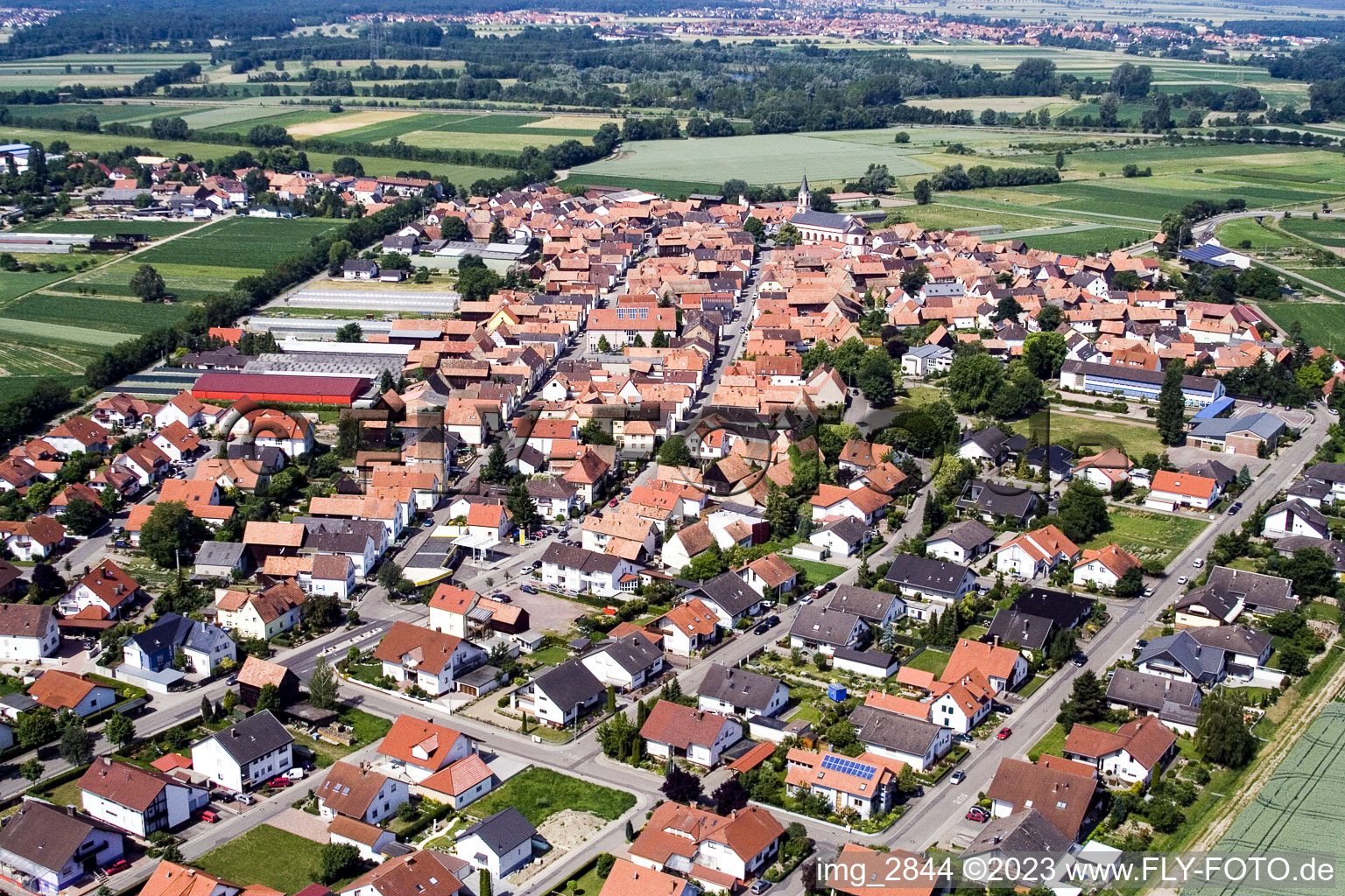 Luftbild von Neupotz, im Bundesland Rheinland-Pfalz, Deutschland