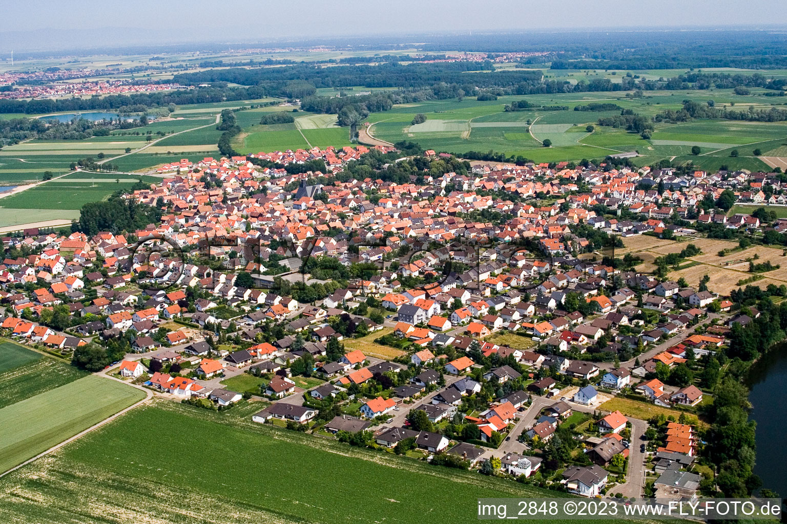Luftbild von Leimersheim von Süden im Bundesland Rheinland-Pfalz, Deutschland