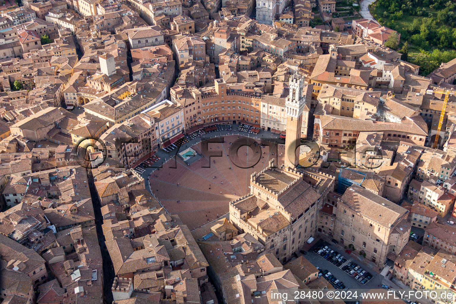 Marktplatz Piazza del Campo im Innenstadt- Zentrums in Siena in Toscana, Italien