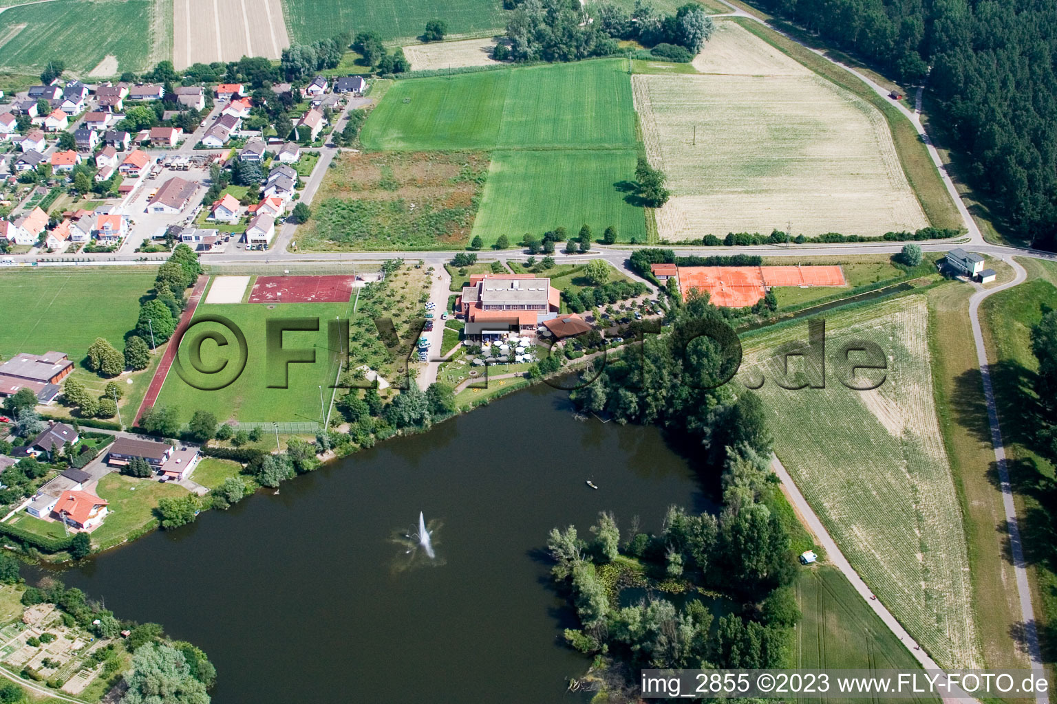 Luftbild von Leimersheim, Tennisclub im Bundesland Rheinland-Pfalz, Deutschland