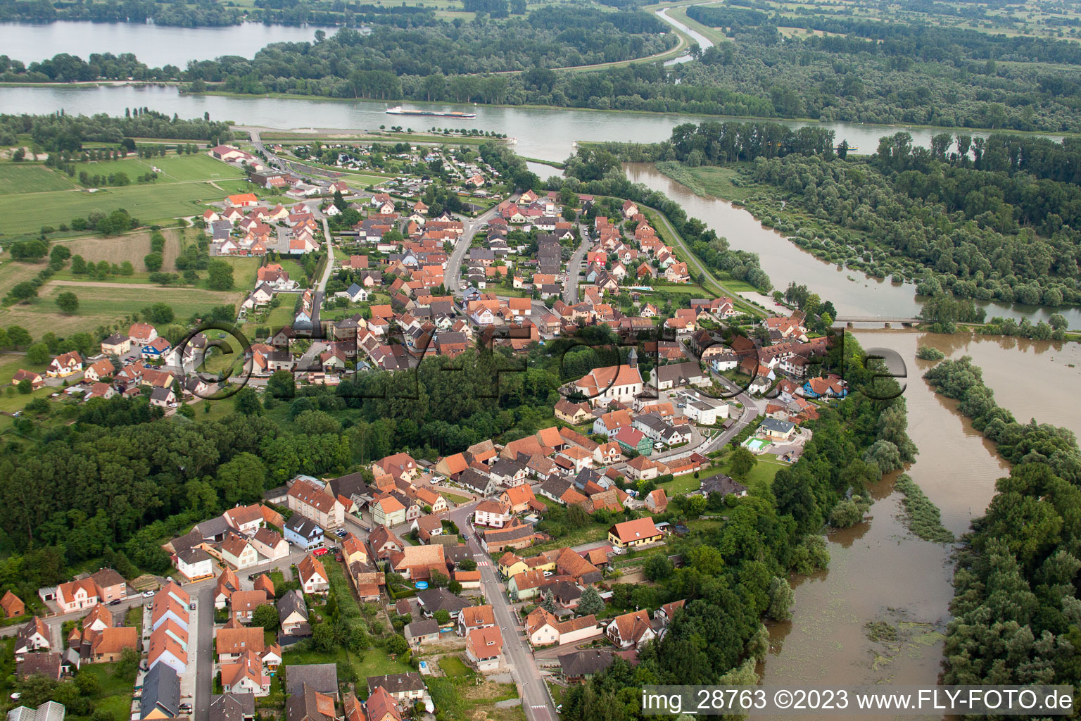 Munchhausen im Bundesland Bas-Rhin, Frankreich von oben gesehen