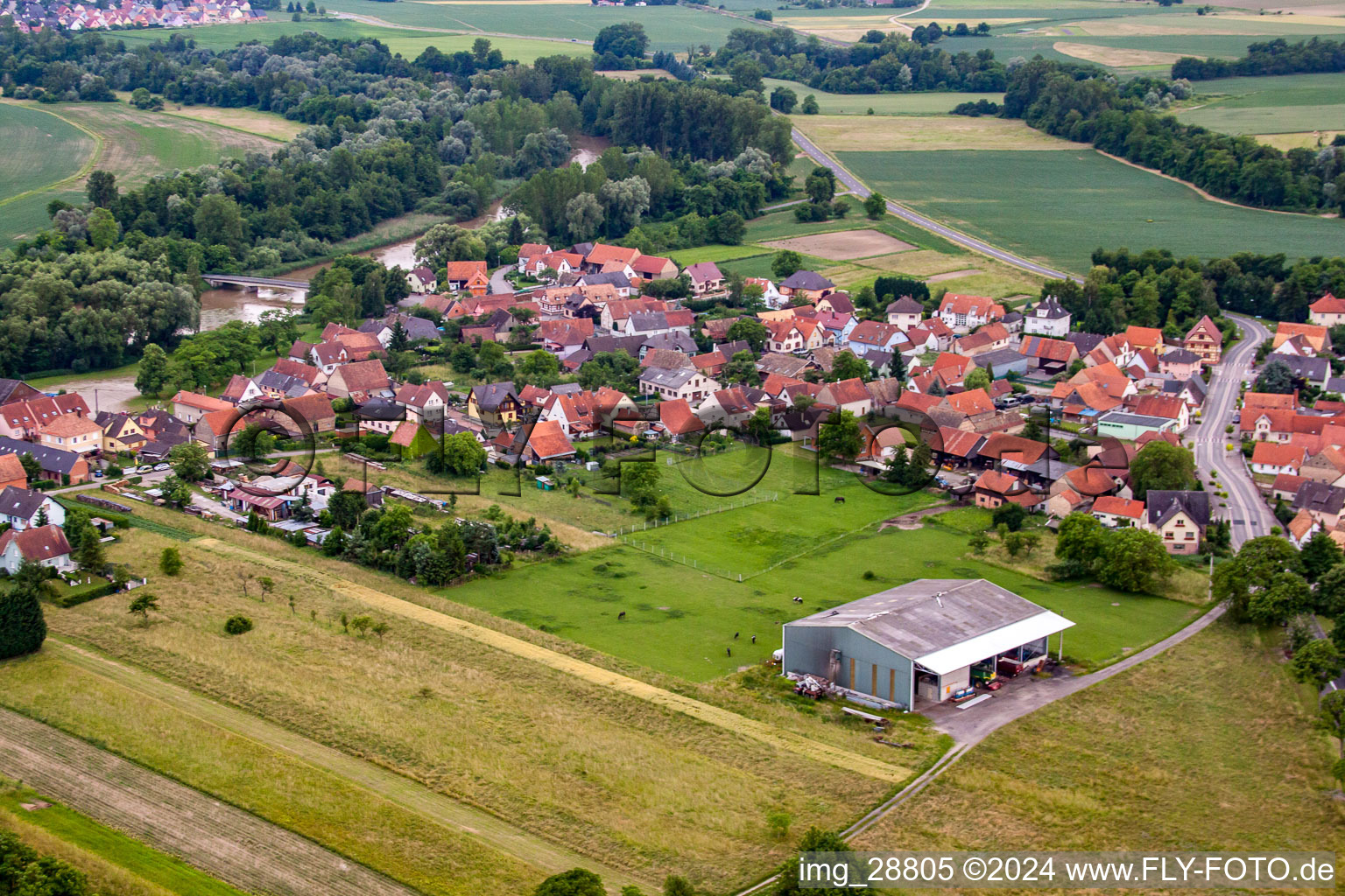 Rountzenheim im Bundesland Bas-Rhin, Frankreich aus der Luft