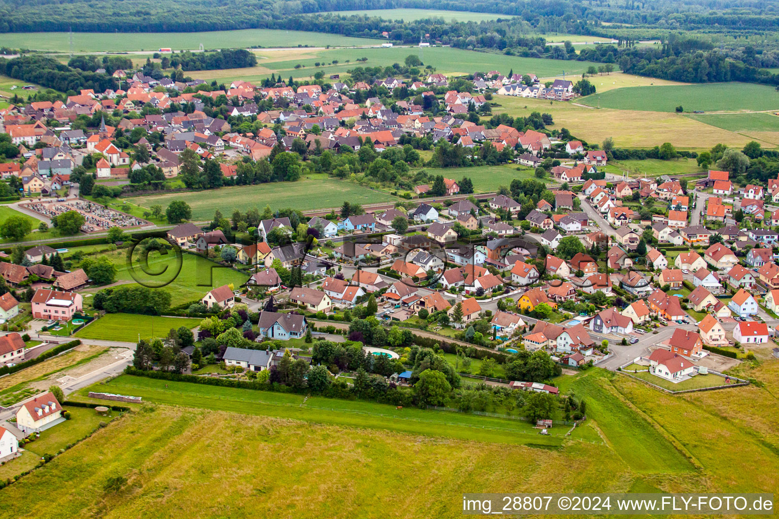 Rountzenheim im Bundesland Bas-Rhin, Frankreich vom Flugzeug aus