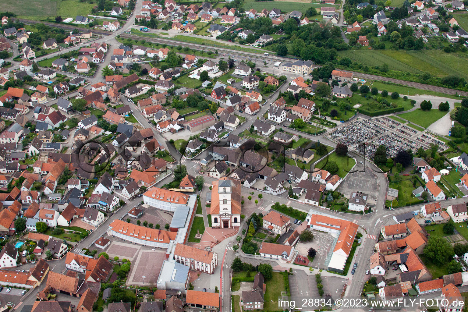 Drusenheim im Bundesland Bas-Rhin, Frankreich von oben