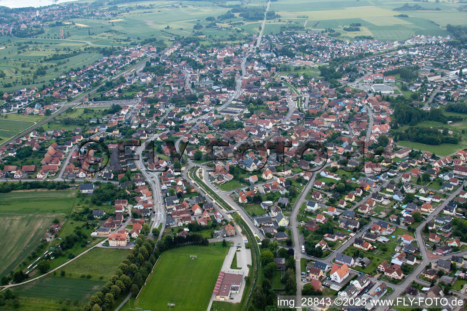 Luftbild von Herrlisheim im Bundesland Bas-Rhin, Frankreich