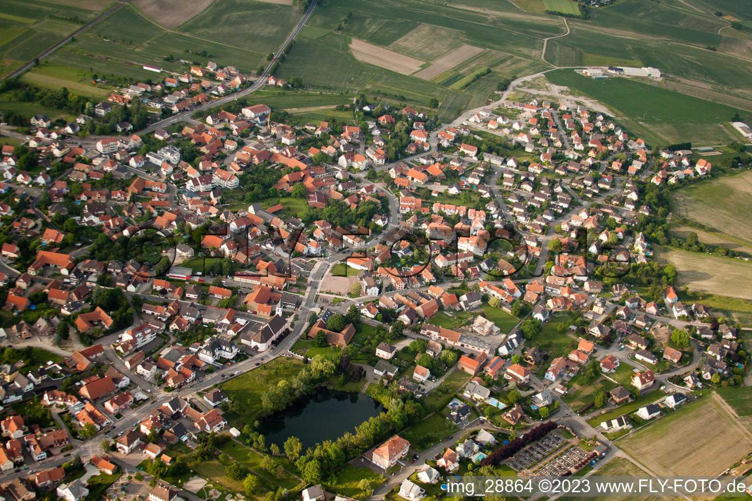 Kilstett im Bundesland Bas-Rhin, Frankreich aus der Luft