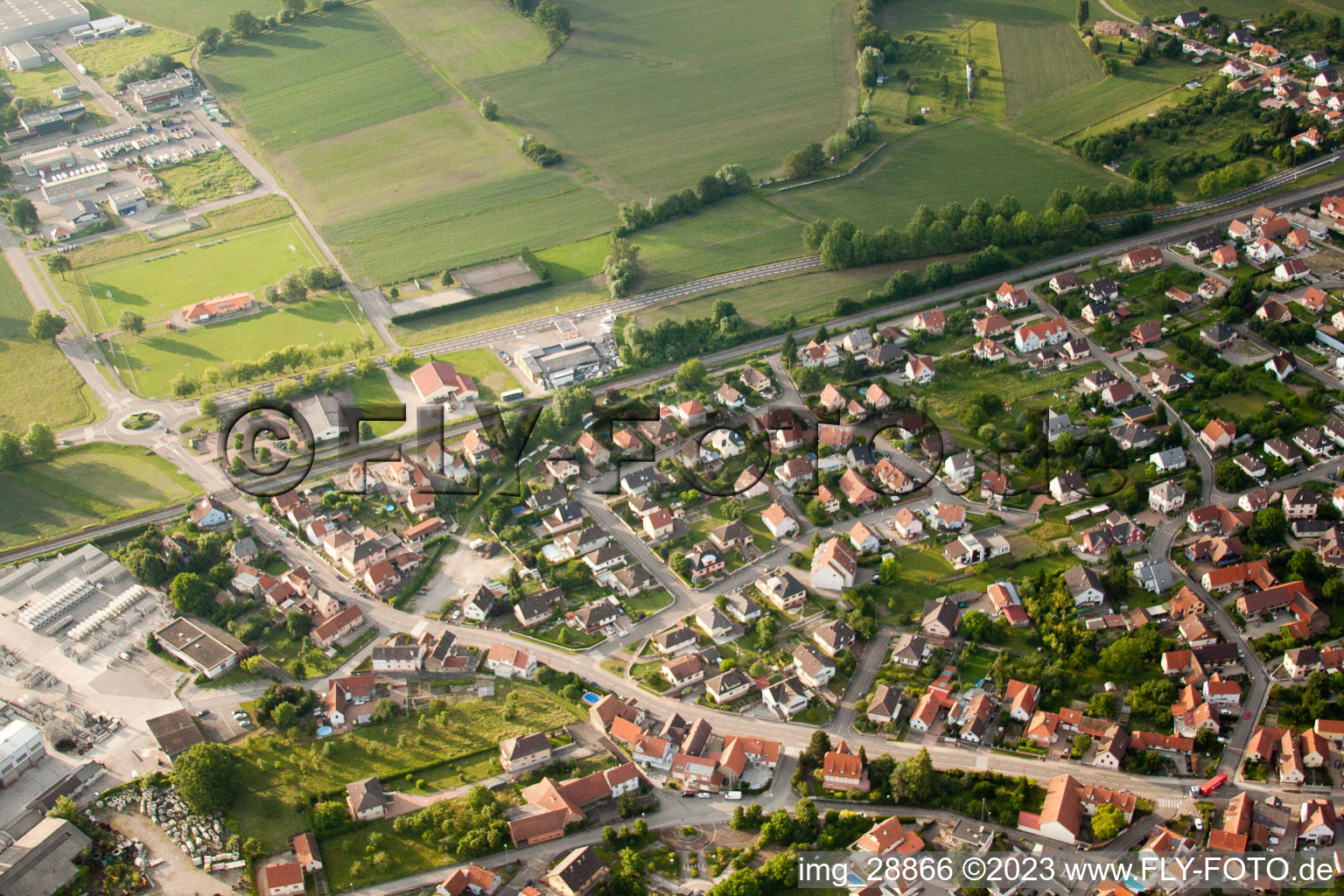 Kilstett im Bundesland Bas-Rhin, Frankreich von oben gesehen