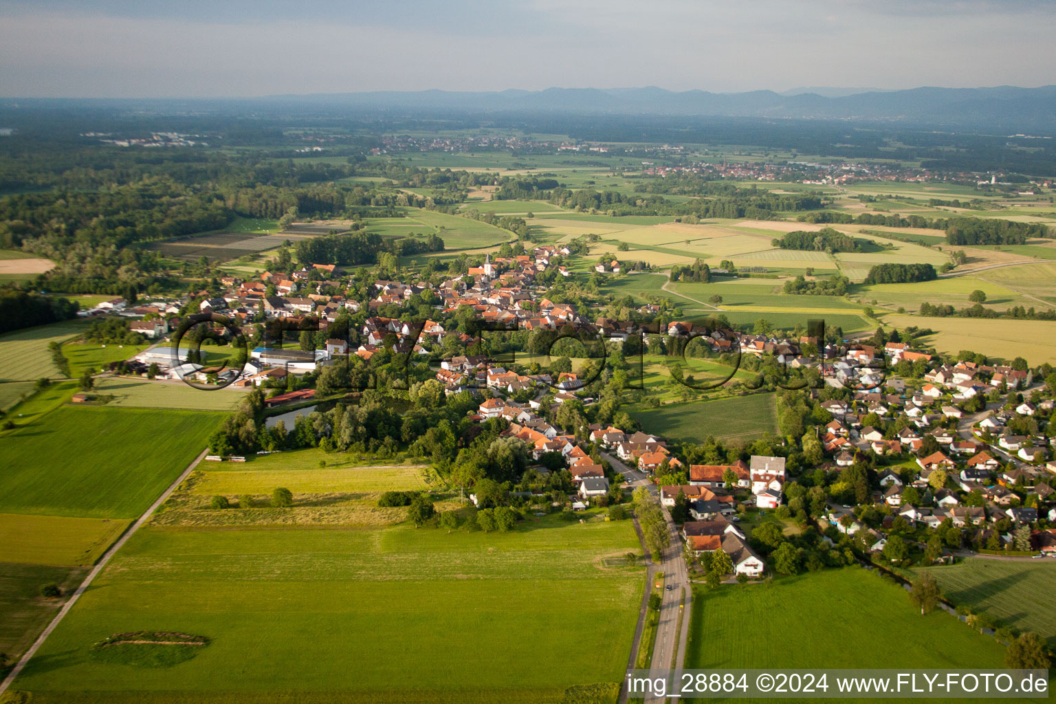 Dorf - Ansicht im Ortsteil Diersheim in Rheinau im Bundesland Baden-Württemberg, Deutschland