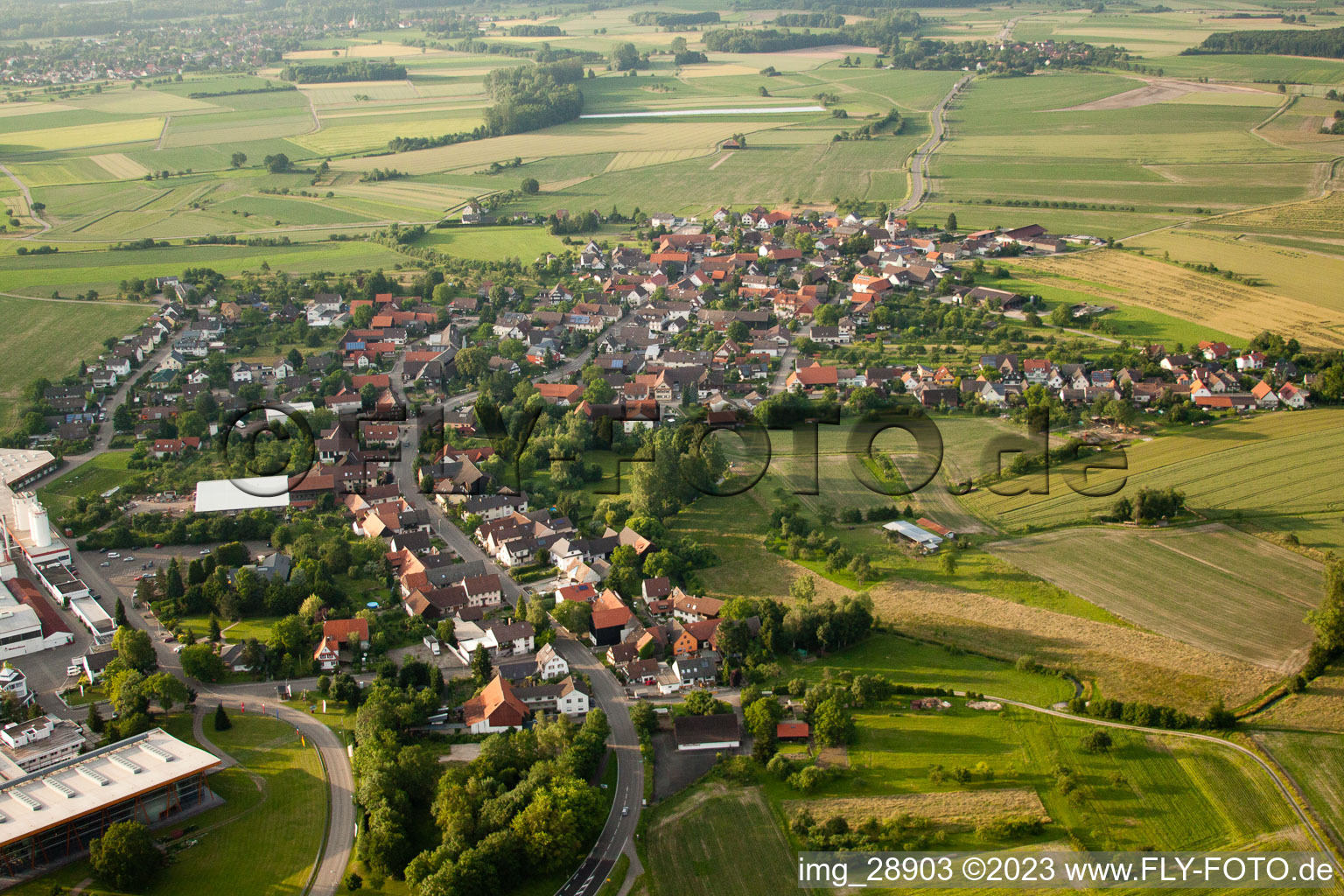 Ortsteil Linx in Rheinau im Bundesland Baden-Württemberg, Deutschland aus der Luft