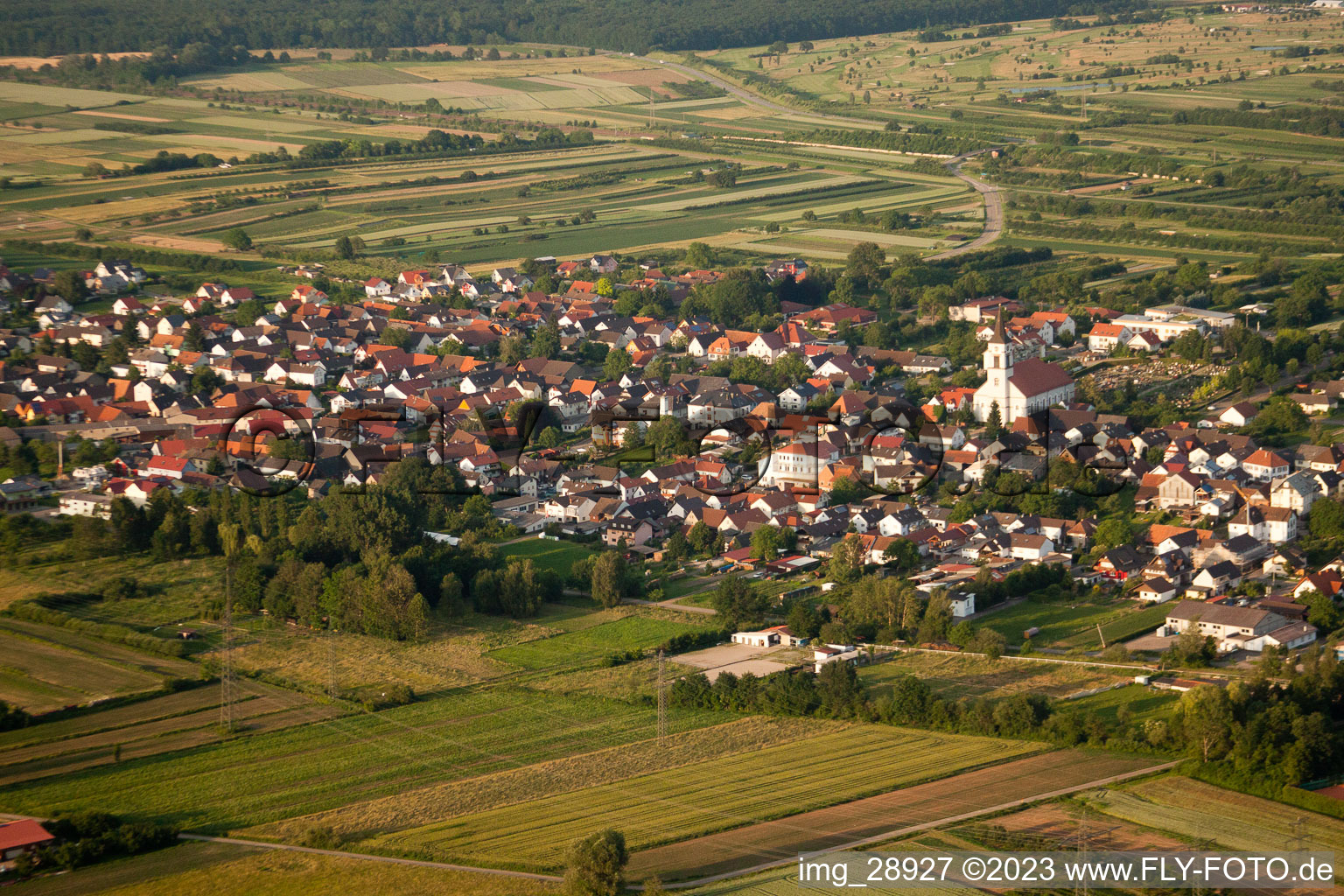 Ortsteil Urloffen in Appenweier im Bundesland Baden-Württemberg, Deutschland von einer Drohne aus