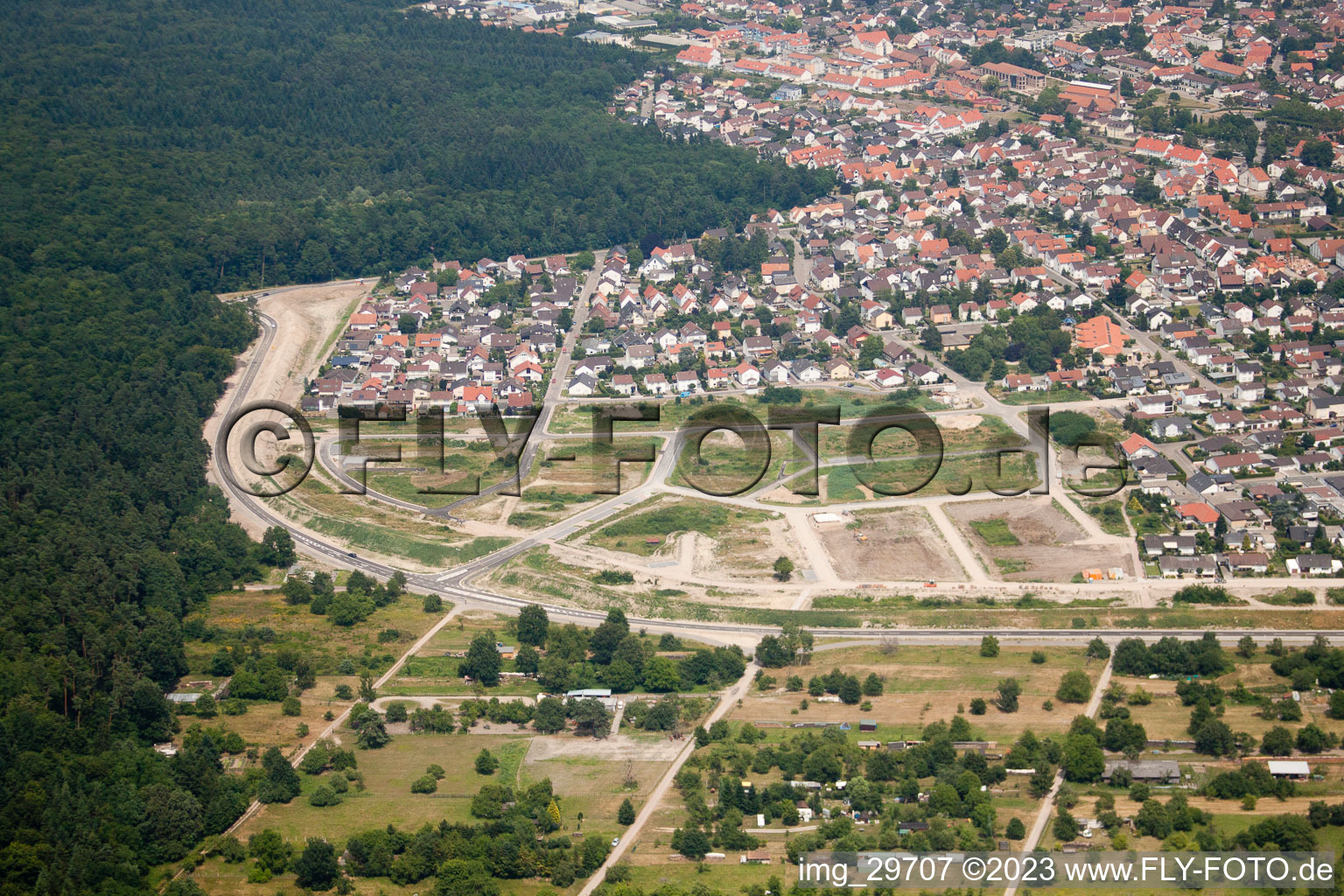 Luftaufnahme von Jockgrim, Neubaugebiet West im Bundesland Rheinland-Pfalz, Deutschland