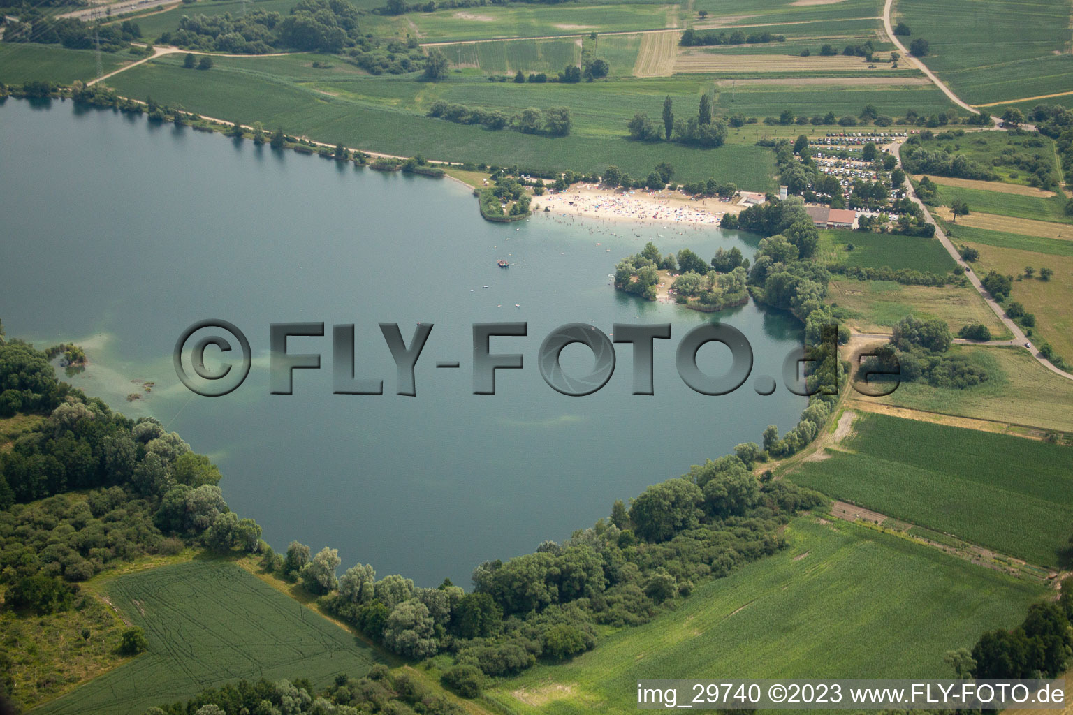 Luftbild von Jockgrim, Strandbad am Baggersee im Bundesland Rheinland-Pfalz, Deutschland