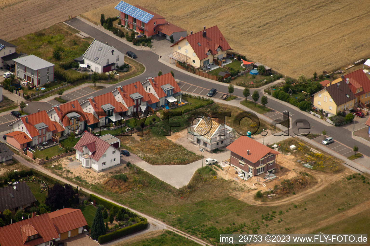 Luftbild von Neupotz, Im Altfeld im Bundesland Rheinland-Pfalz, Deutschland