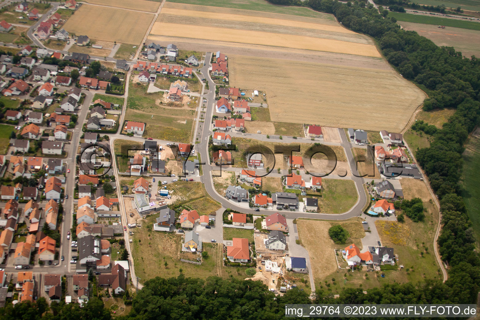 Neupotz, Neubaugebiet Blumenring im Bundesland Rheinland-Pfalz, Deutschland aus der Luft betrachtet