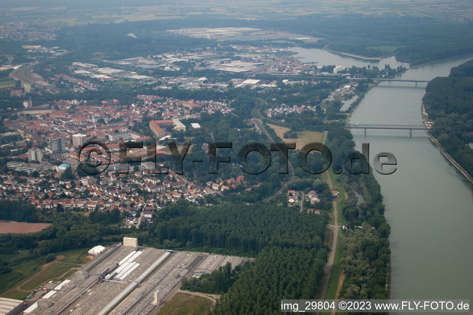 Luftbild von Germersheim von Süden im Bundesland Rheinland-Pfalz, Deutschland