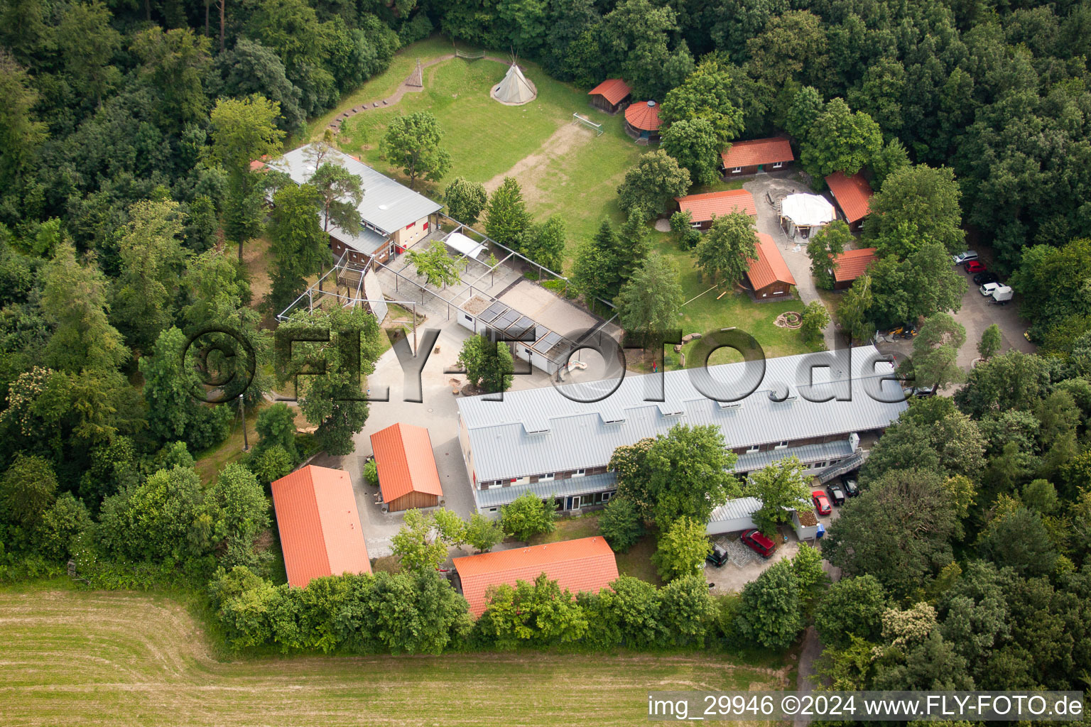 Waldpiraten-Camp im Ortsteil Rohrbach in Heidelberg im Bundesland Baden-Württemberg, Deutschland aus der Luft