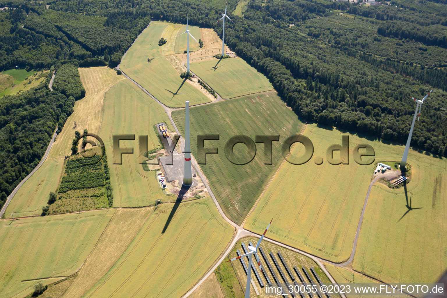 Luftbild von Schneebergerhof, Windkraftanlagen im Bundesland Rheinland-Pfalz, Deutschland