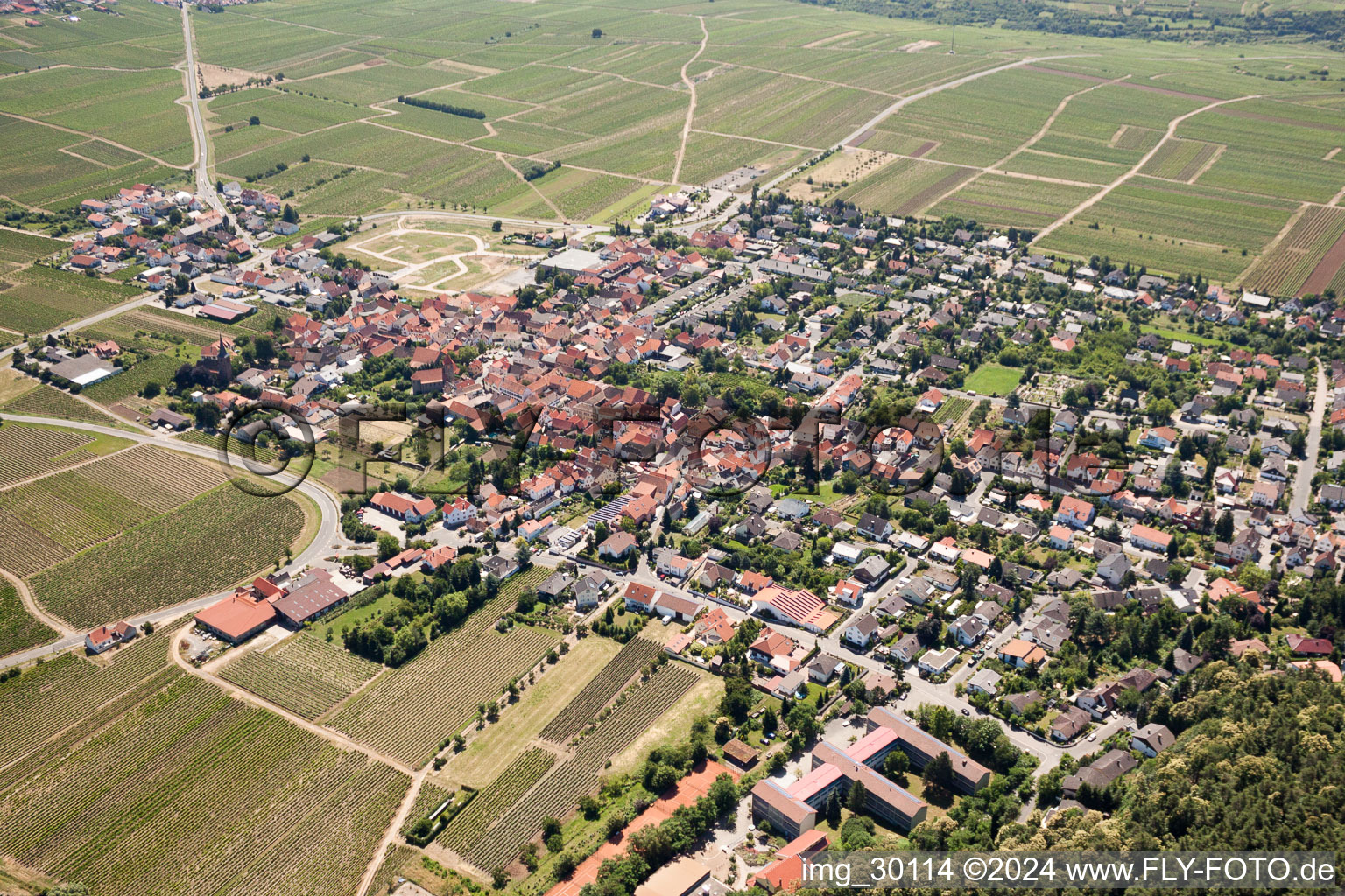 Luftbild von Dorf - Ansicht von Am Münchberg in Bobenheim am Berg im Bundesland Rheinland-Pfalz, Deutschland