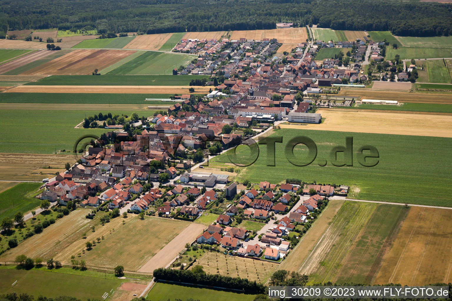 Ortsteil Hayna in Herxheim bei Landau/Pfalz im Bundesland Rheinland-Pfalz, Deutschland vom Flugzeug aus