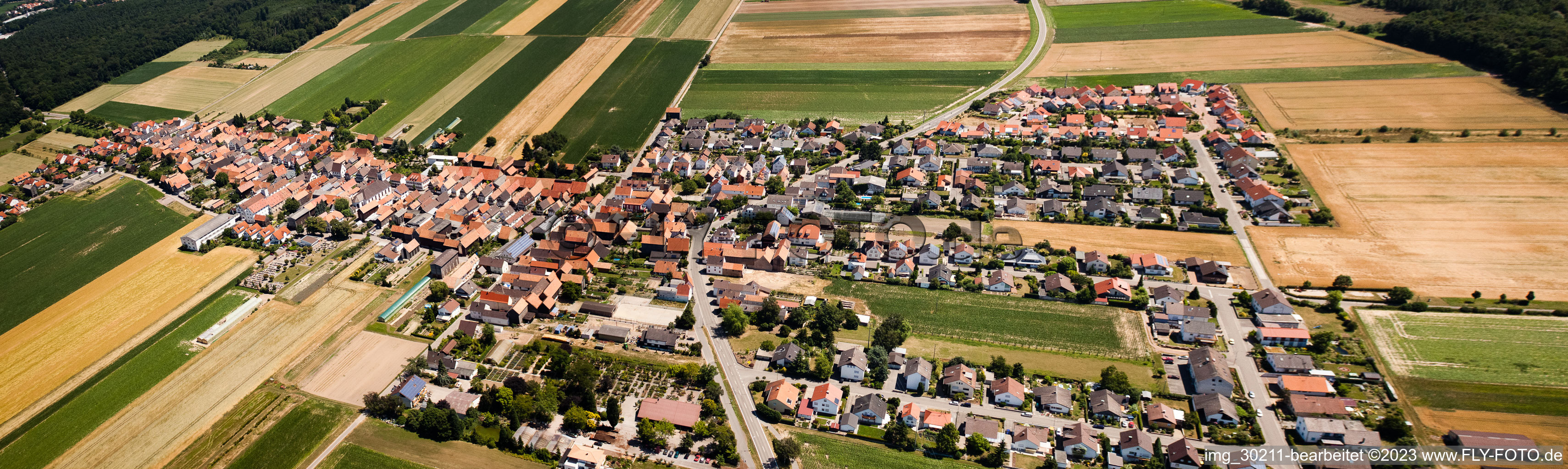 Panorama im Ortsteil Hayna in Herxheim bei Landau/Pfalz im Bundesland Rheinland-Pfalz, Deutschland