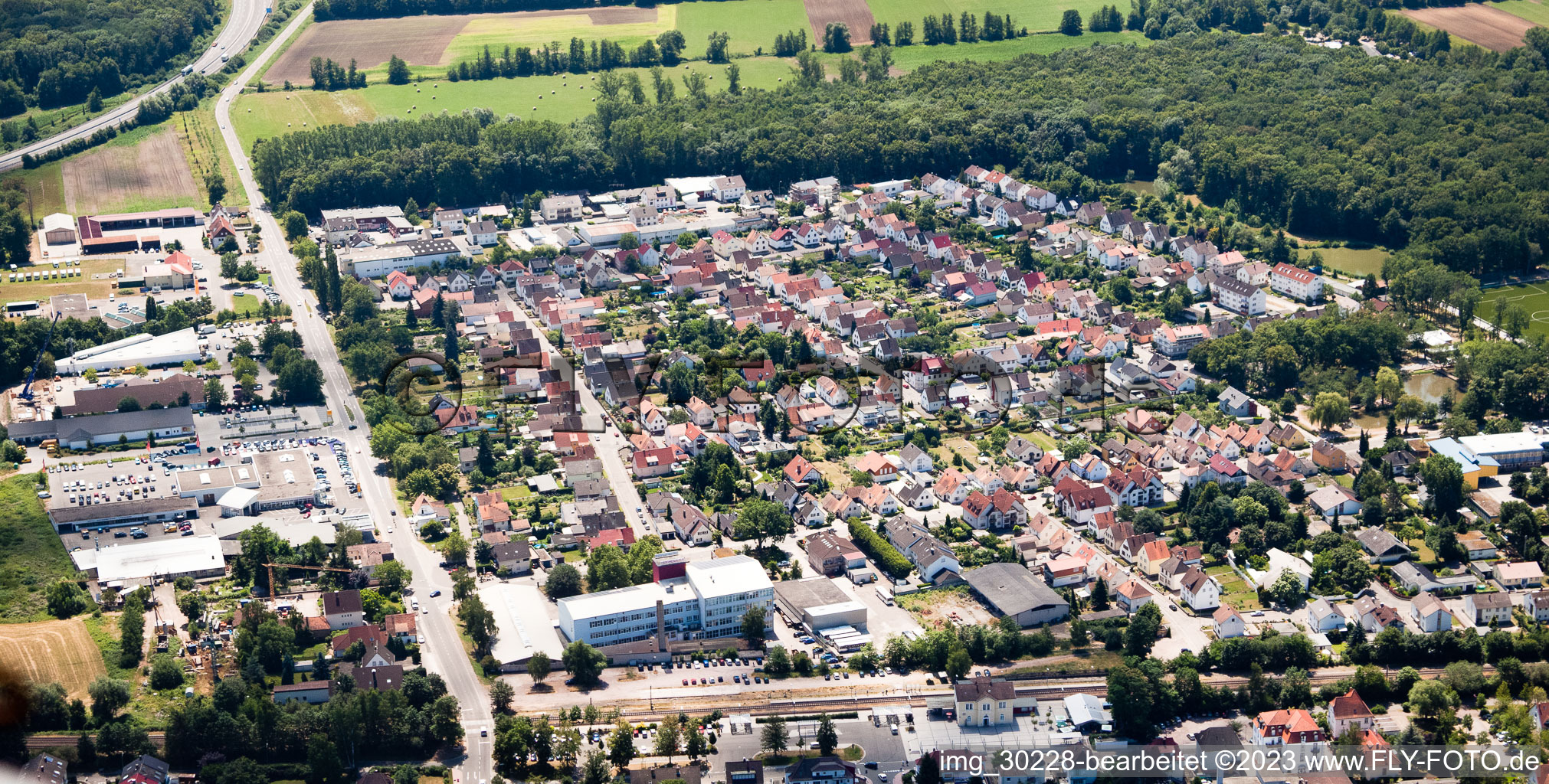 Drohnenaufname von Kandel, Siedlung im Bundesland Rheinland-Pfalz, Deutschland