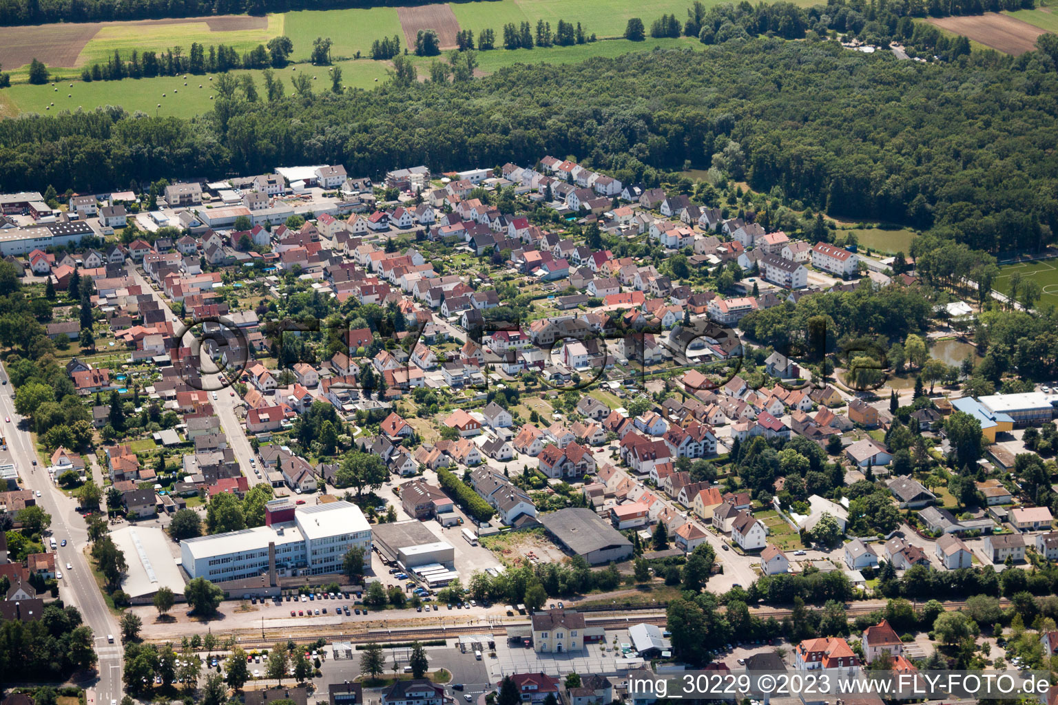 Kandel, Siedlung im Bundesland Rheinland-Pfalz, Deutschland aus der Drohnenperspektive