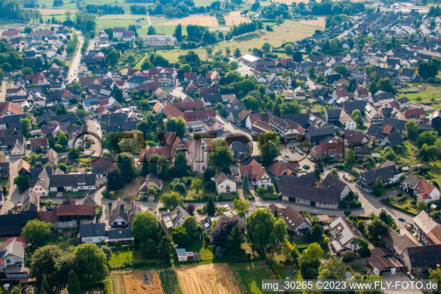 Luftbild von Dorf - Ansicht in Bodersweier in Kehl im Bundesland Baden-Württemberg, Deutschland